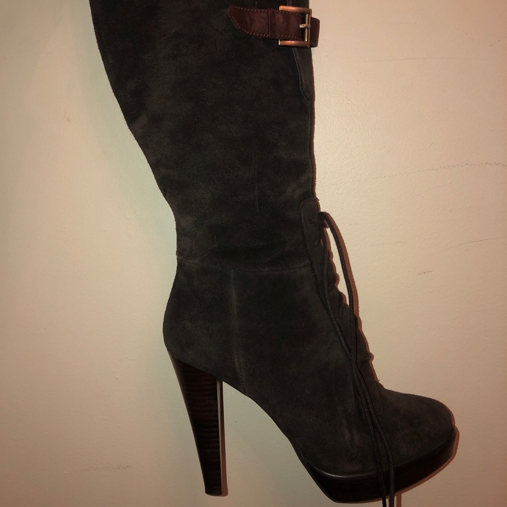 Guess knew High, heeled boots with leather accents
